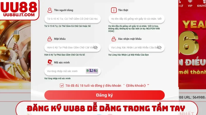 Đăng ký UU88 dễ dàng trong tầm tay